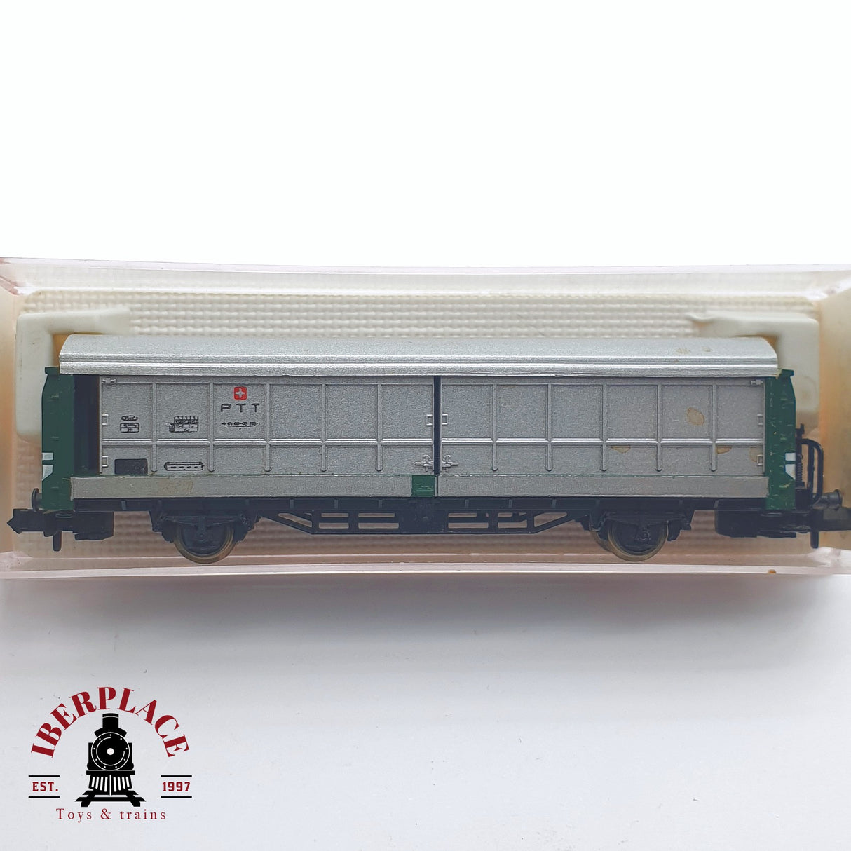 ♻️ 2 mano - Fleischmann 8336 vagón cerrado PTT N escala 1:160 TEN06