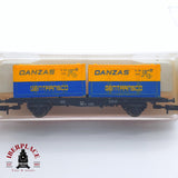 ♻️ 2 mano - Fleischmann 8243 vagón con contenedores DANZAS Gentransco DB N escala 1:160 TEN06