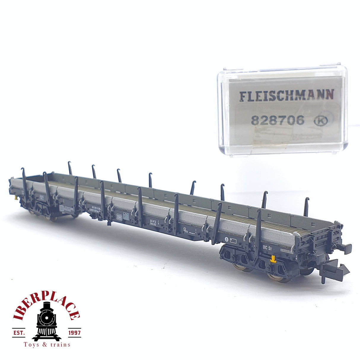 ♻️ 2 mano - Fleischmann 828706K vagón telero DB N escala 1:160 TEN06