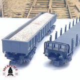 ♻️ 2da mano -  2x IBERTREN vagones telero y borde alto RENFE RN Gris N escala 1:160