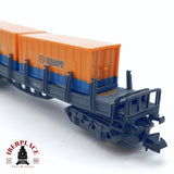 ♻️ 2da mano -  IBERTREN 416 vagón telero con contenedores RENFE N escala 1:160