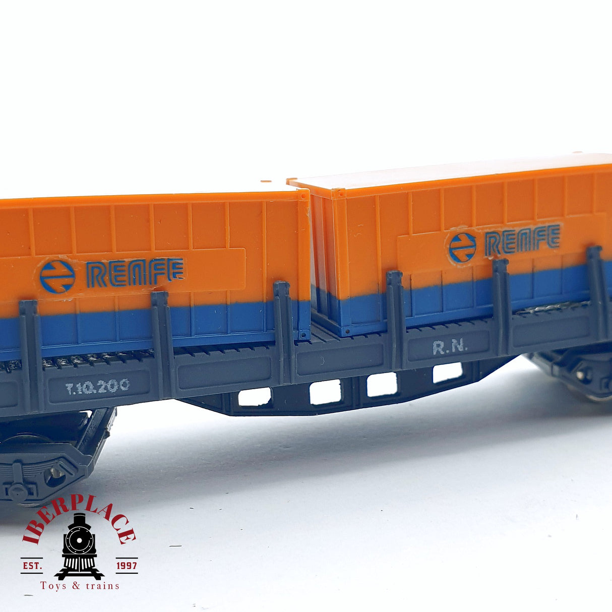 ♻️ 2da mano -  IBERTREN 416 vagón telero con contenedores RENFE N escala 1:160