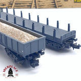 ♻️ 2da mano -  2x IBERTREN vagones telero y borde alto RENFE RN Gris N escala 1:160