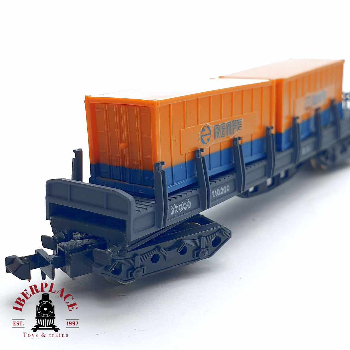 ♻️ 2da mano -  IBERTREN 416 vagón telero con contenedores RENFE N escala 1:160