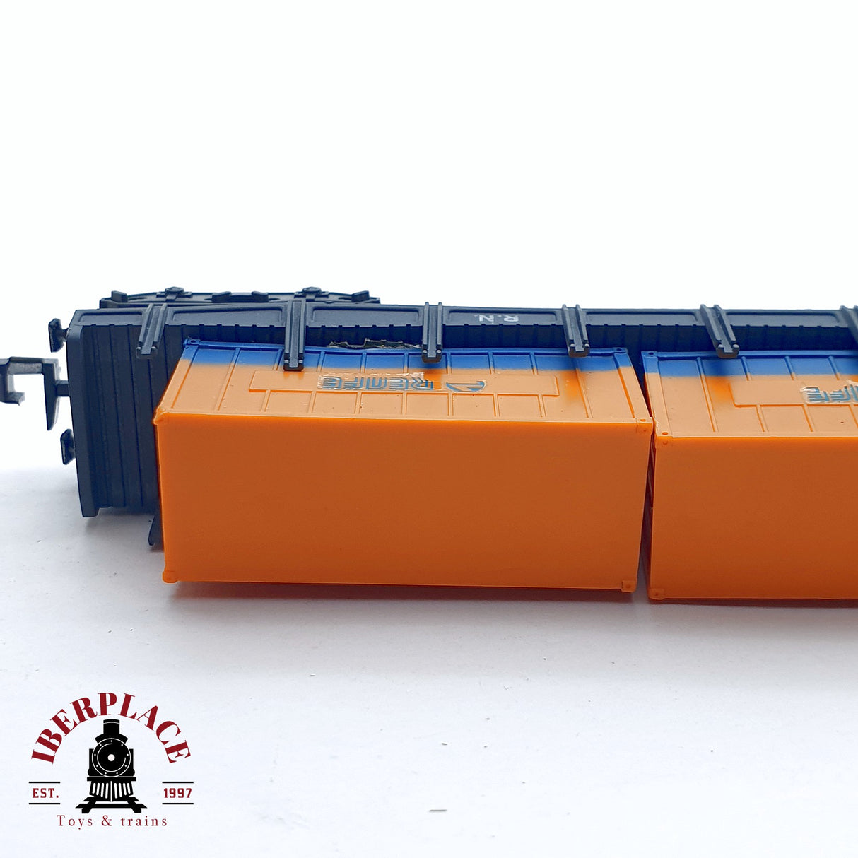 ♻️ 2da mano -  IBERTREN 416 vagón telero con contenedores RENFE N escala 1:160