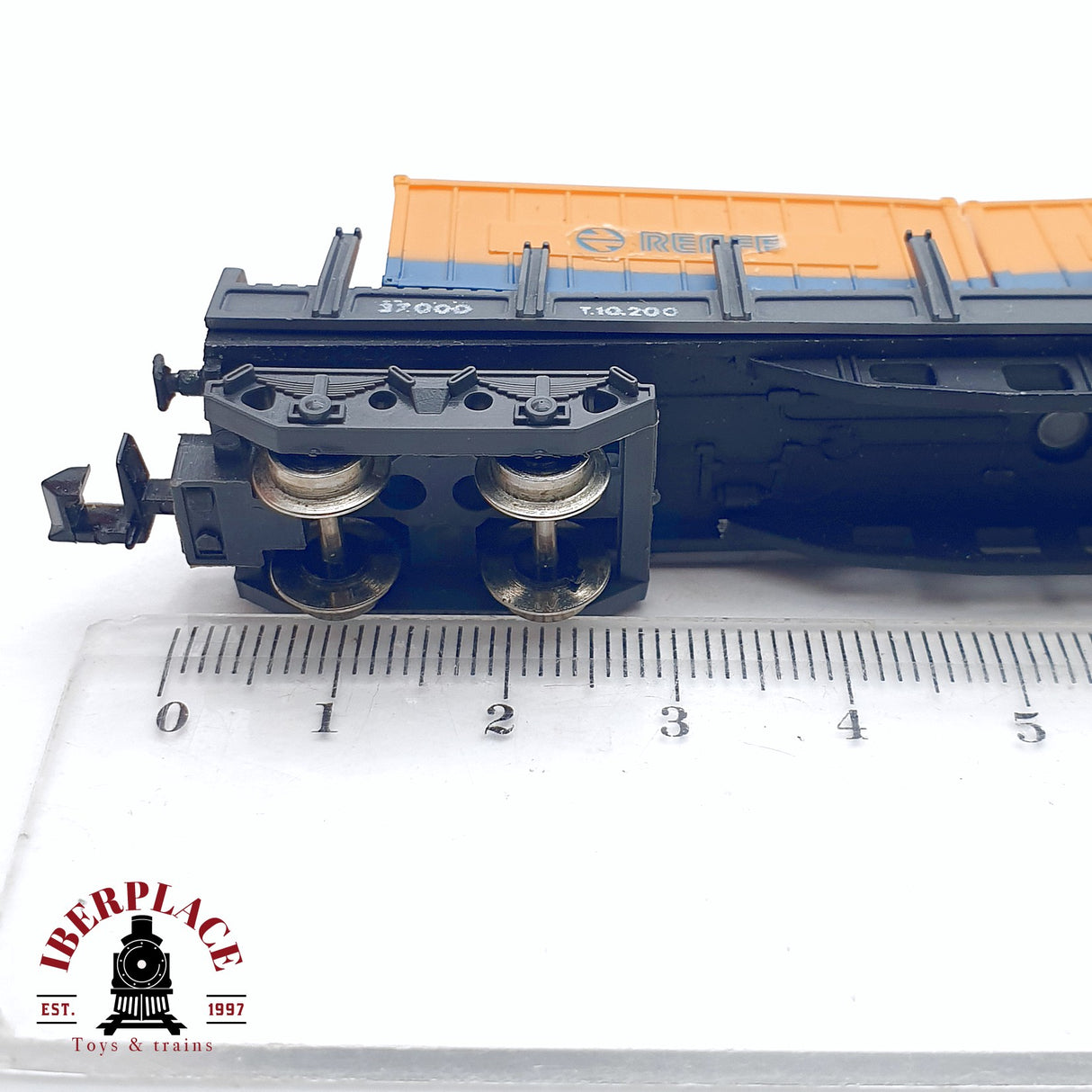 ♻️ 2da mano -  IBERTREN 416 vagón telero con contenedores RENFE N escala 1:160