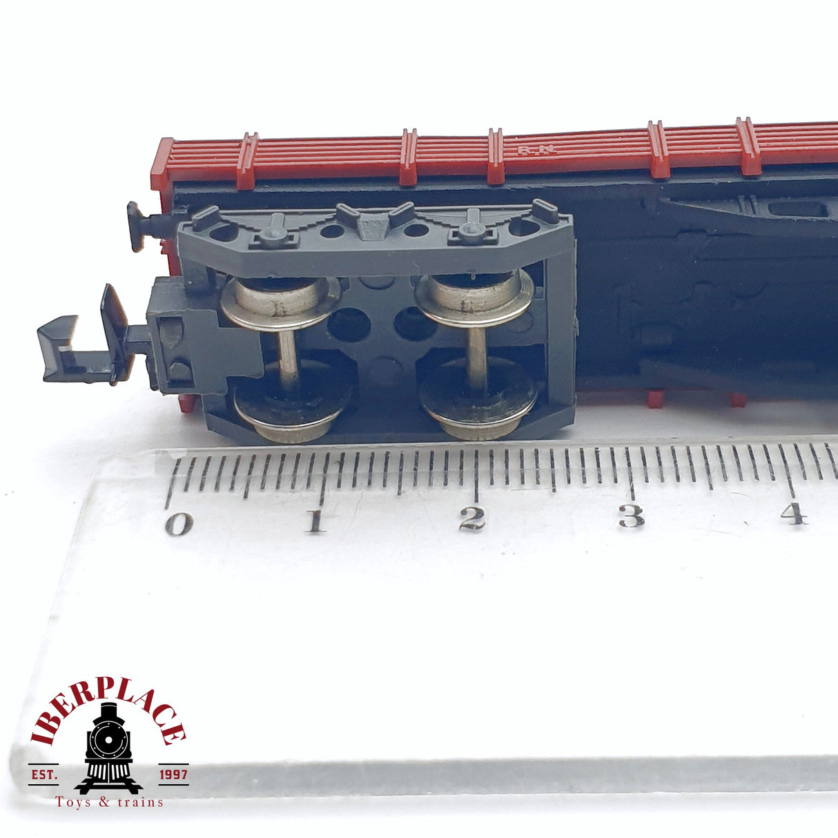 ♻️ 2da mano -  IBERTREN 393 vagón borde bajo con tubos de PVC RENFE N escala 1:160