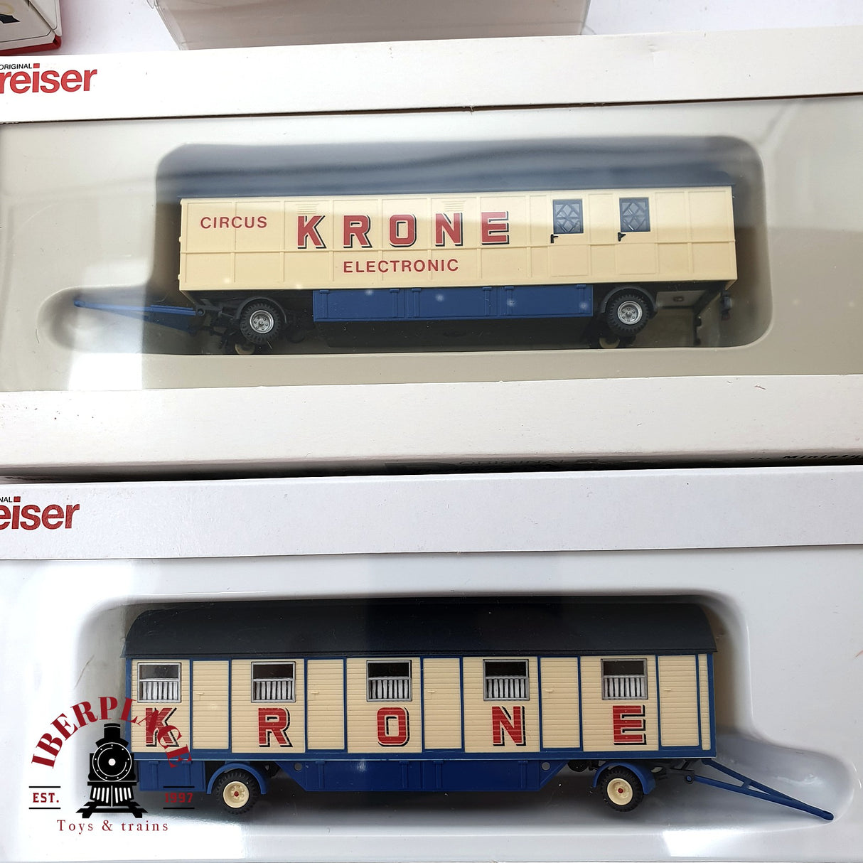 ♻️ 2da mano -  15x Preiser coches y remolques circo Krone H0 escala 1:87 E15