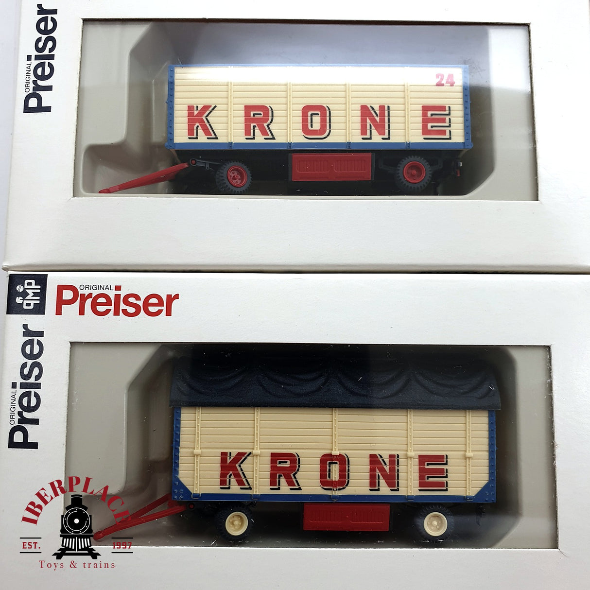 ♻️ 2da mano -  15x Preiser coches y remolques circo Krone H0 escala 1:87 E15