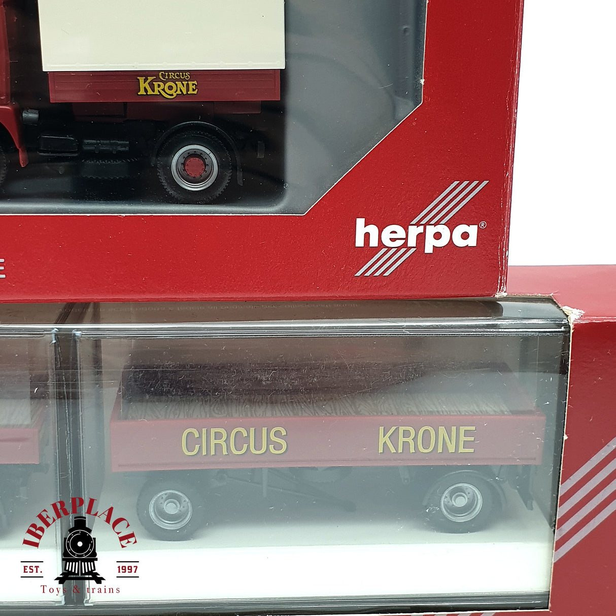 ♻️ 2da mano -  8x Herpa camiones scania man y remolques circo Krone H0 escala 1:87 E15