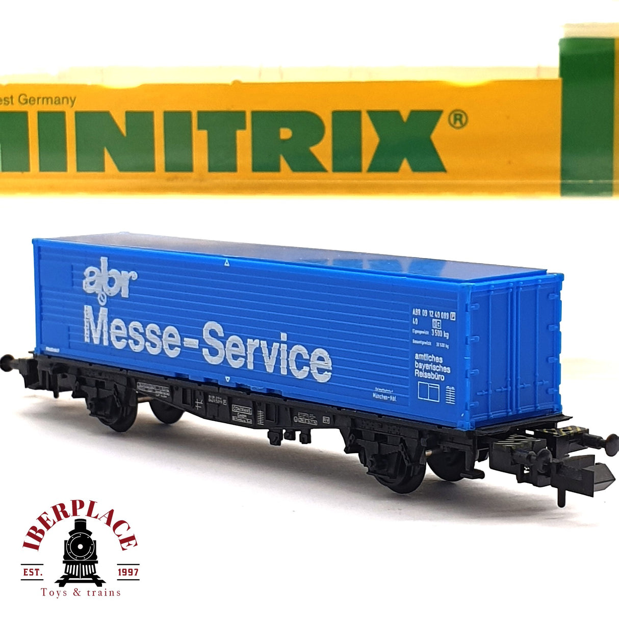 ♻️ 2da mano -  Minitrix 51 3560 00 vagón contenedor Messe Service N escala 1:160 E16