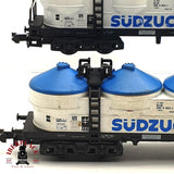 ♻️ 2da mano - 3x Minitrix vagones silo Südzucker Tonbänder Basf DB N escala 1:160 E16