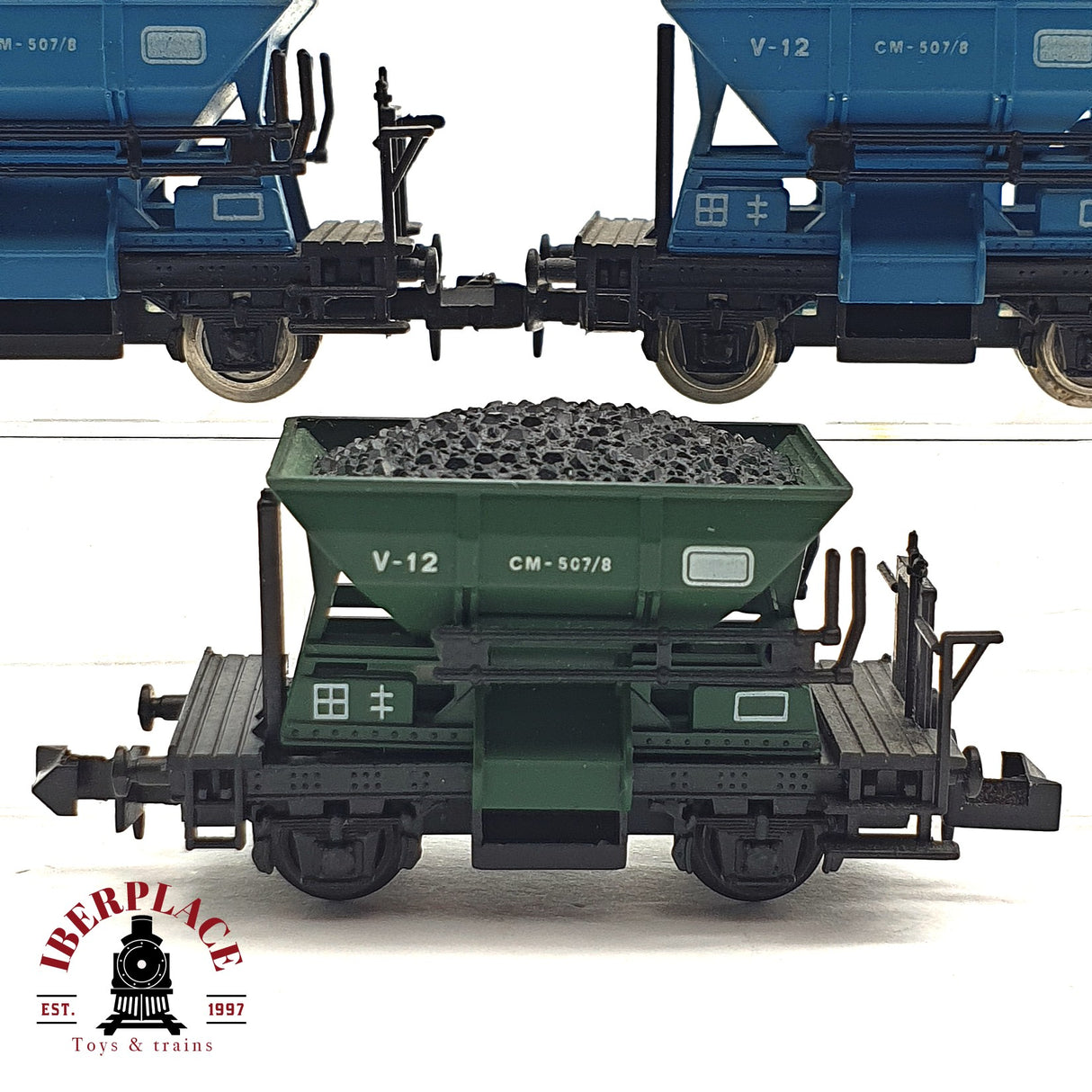 ♻️ 2da mano - 3x IBERTREN vagones Tolva con carbón V12 N escala 1:160 E16