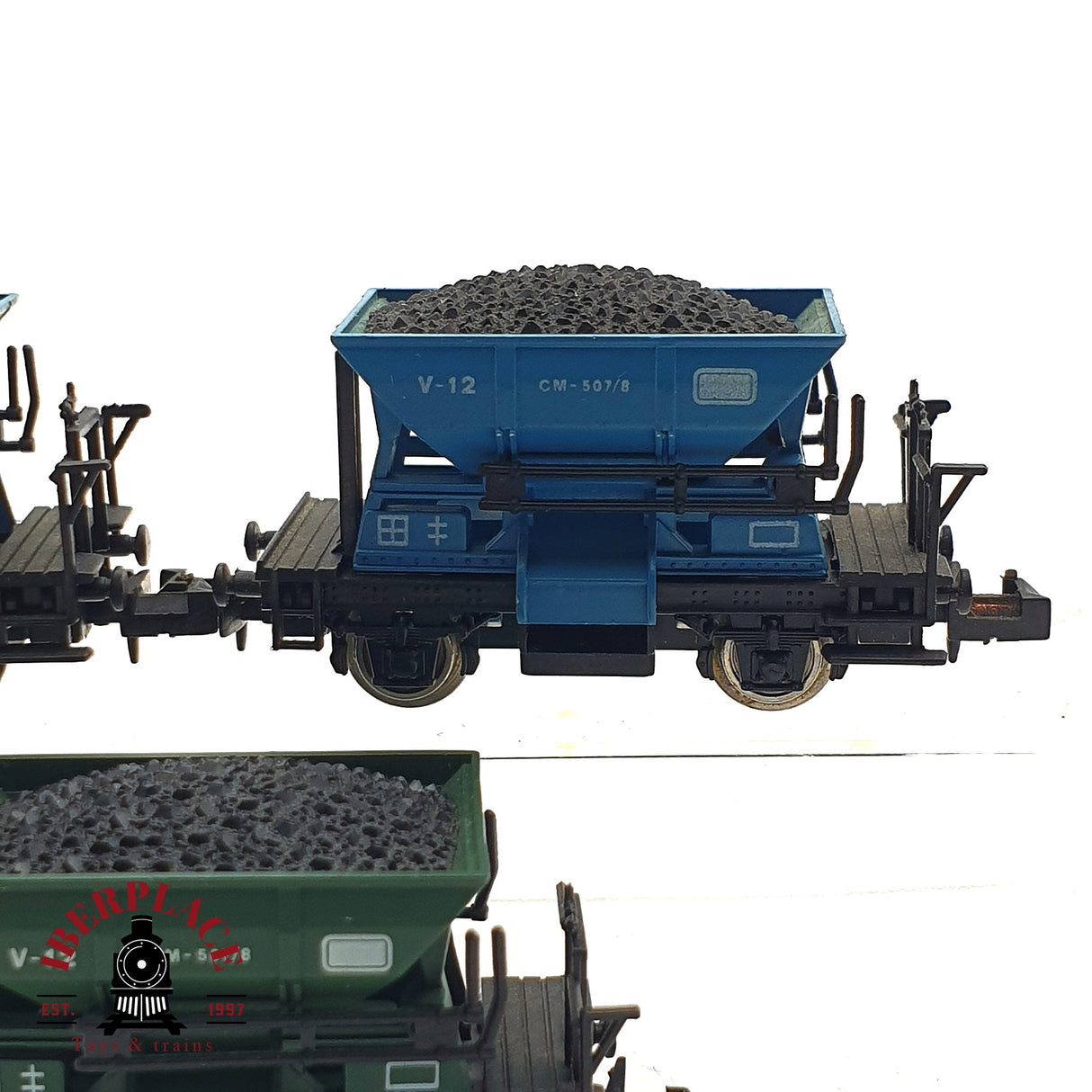 ♻️ 2da mano - 3x IBERTREN vagones Tolva con carbón V12 N escala 1:160 E16