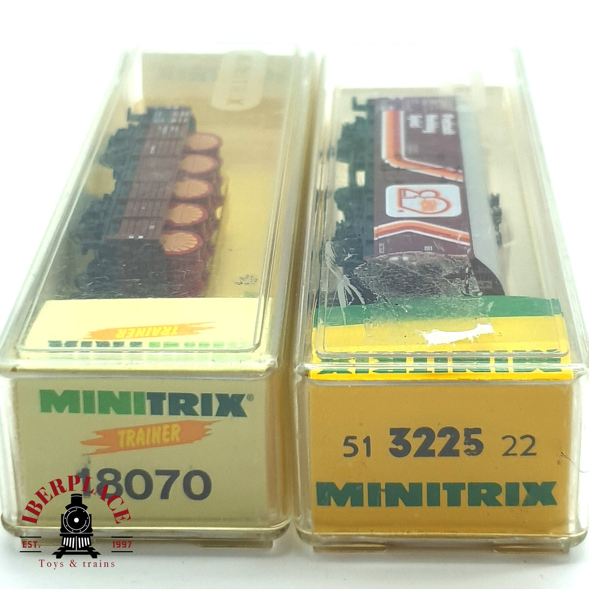 ♻️ 2da mano -  2x Minitrix vagones mercancias barriles Shell Freizeit Hobby Spiel N escala 1:160 E16