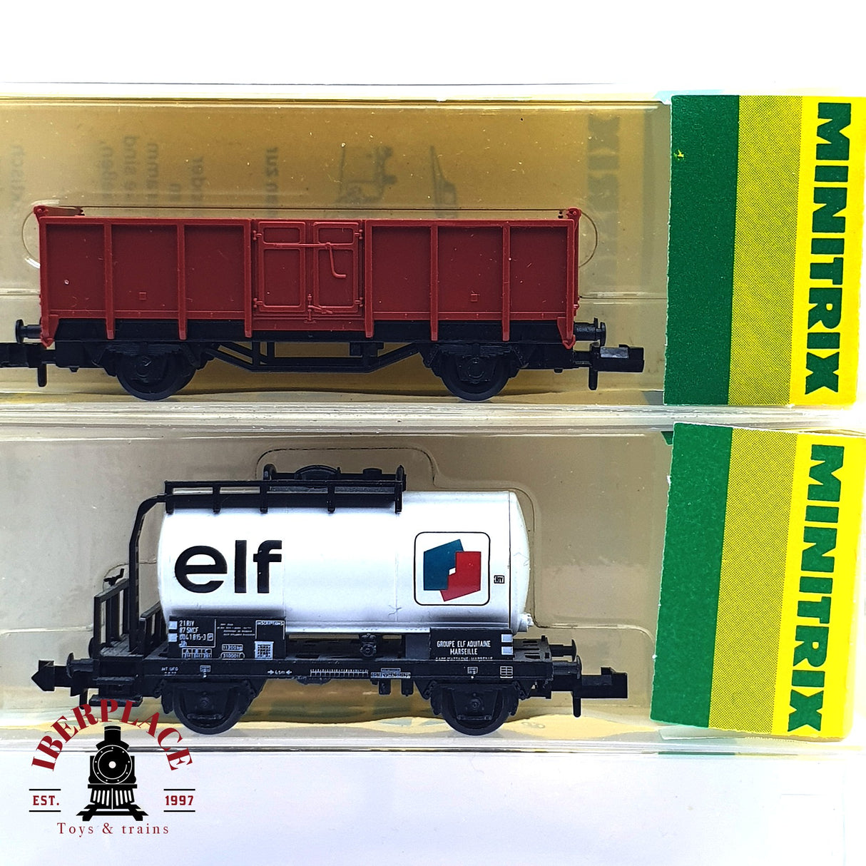♻️ 2da mano -  2x Minitrix vagón cisterna SNCF y vagón abierto N escala 1:160 E16