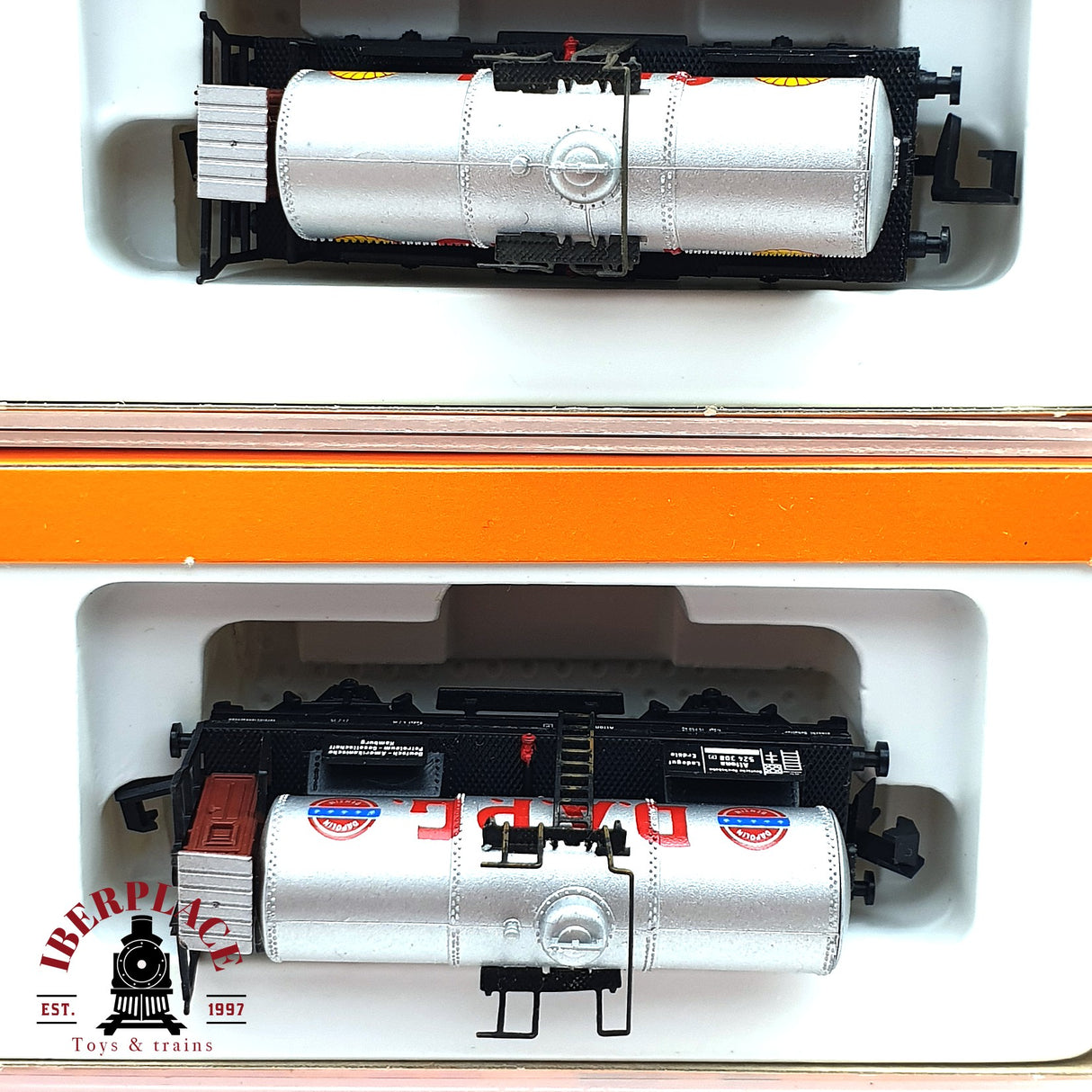 ♻️ 2da mano - 2x Arnold 4527 4528 vagones cisterna Shell DAPG DR  N escala 1:160 E16