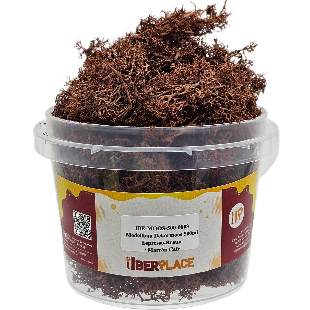 Iberplace Elements – Musgo decorativo natural preservado 500 ml (elige color) – sin tóxicos, flexible – para belenes, dioramas y maquetas