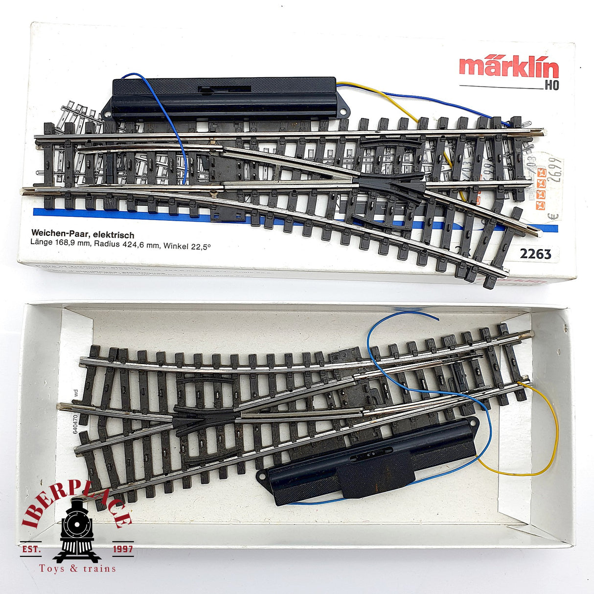 ♻️ Märklin 2263 2x desvío electrico a la derecha K H0 escala 1:87