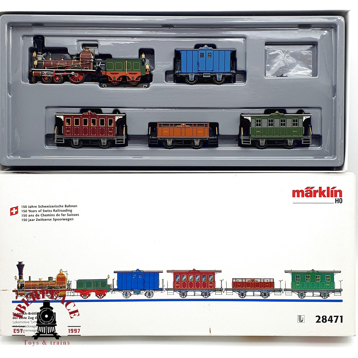♻️ AC Märklin 28471 set Locomotora linea Brötil de Español, el primer tren de Suiza H0 escala 1:87