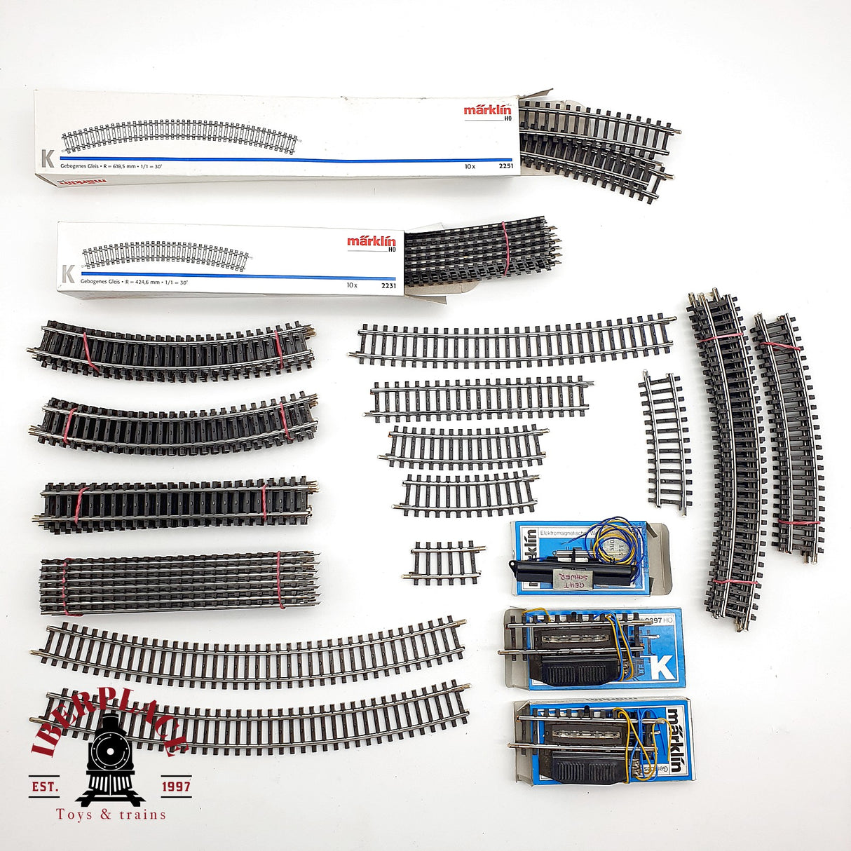 ♻️ 49x Märklin vias rectas, curvas, motores para desvios sistema M H0 escala 1:87