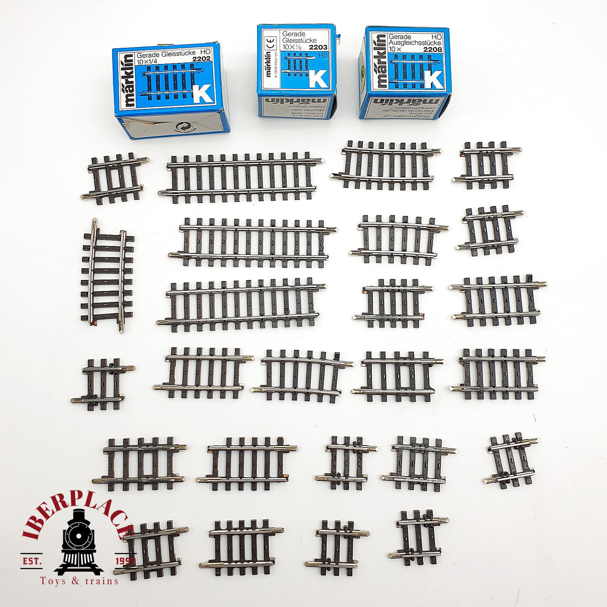 ♻️  24x Märklin 2203 2202 vias rectas cortas sistema K H0 escala 1:87
