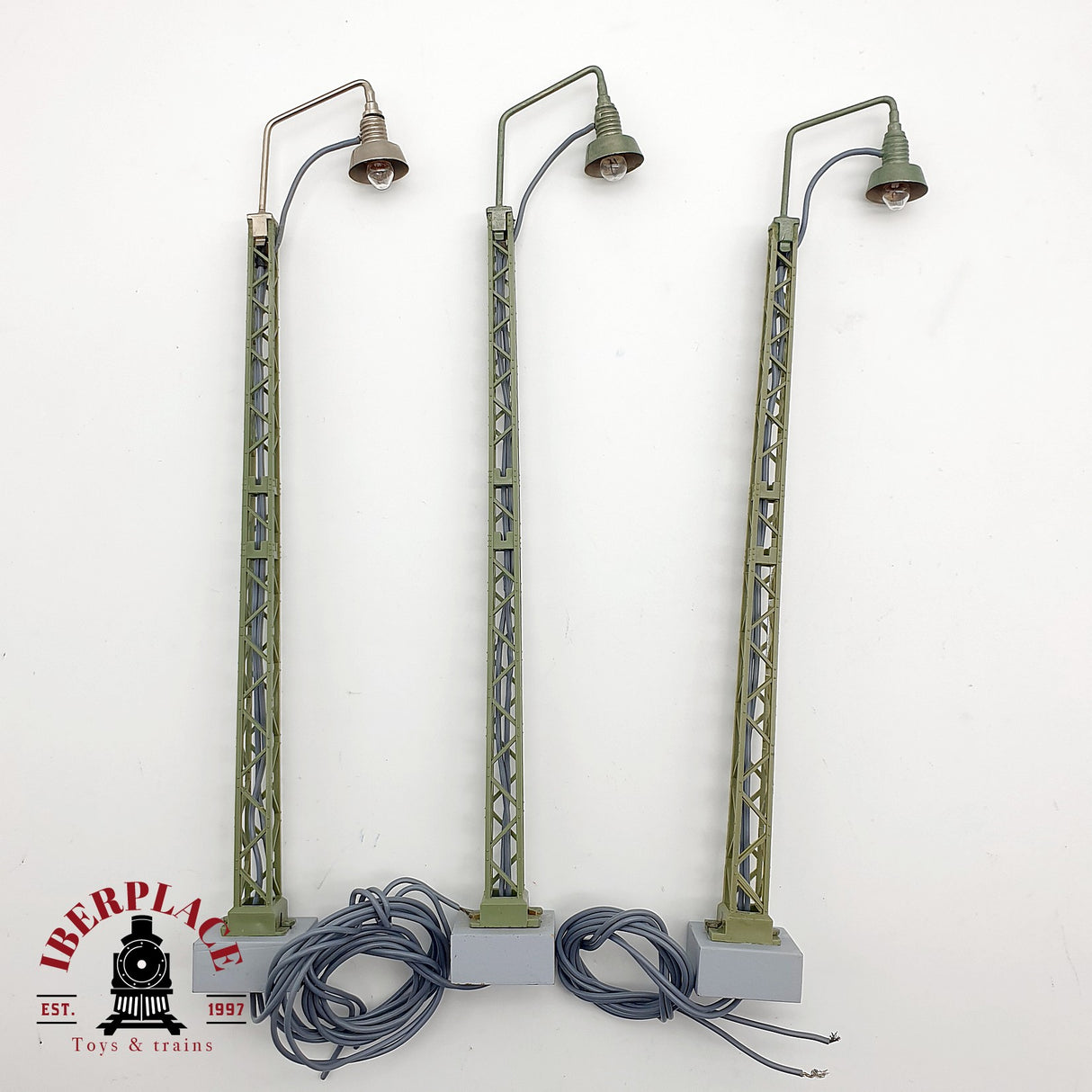 ♻️ 3x Märklin Farolas de celosía en metal H0 escala 1:87