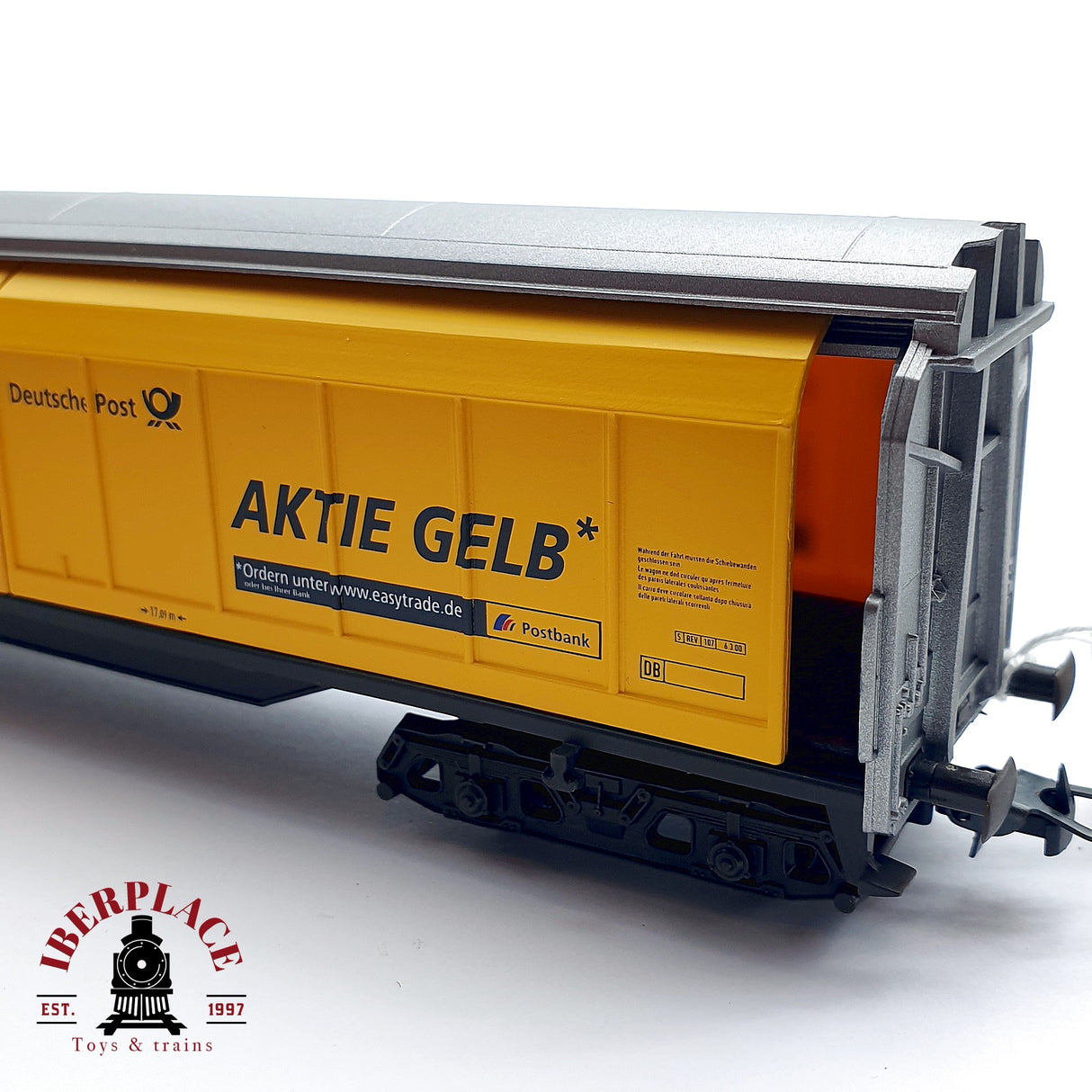 ♻️ DC Electrotren 5552K vagón cerrado Deutsche Post Aktie Gelb H0 escala 1:87