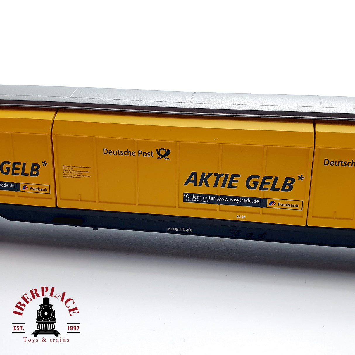 ♻️ DC Electrotren 5552K vagón cerrado Deutsche Post Aktie Gelb H0 escala 1:87