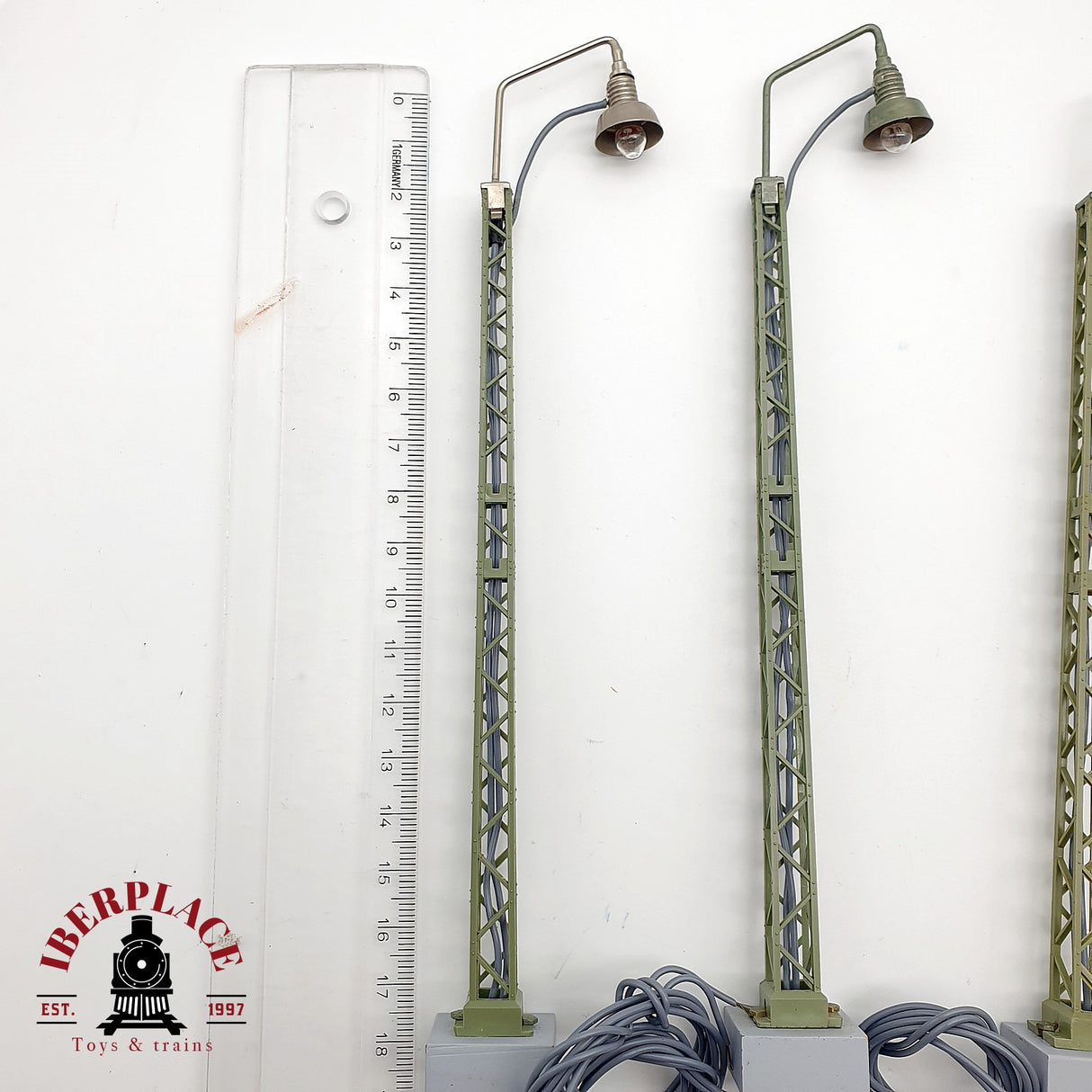 ♻️ 3x Märklin Farolas de celosía en metal H0 escala 1:87