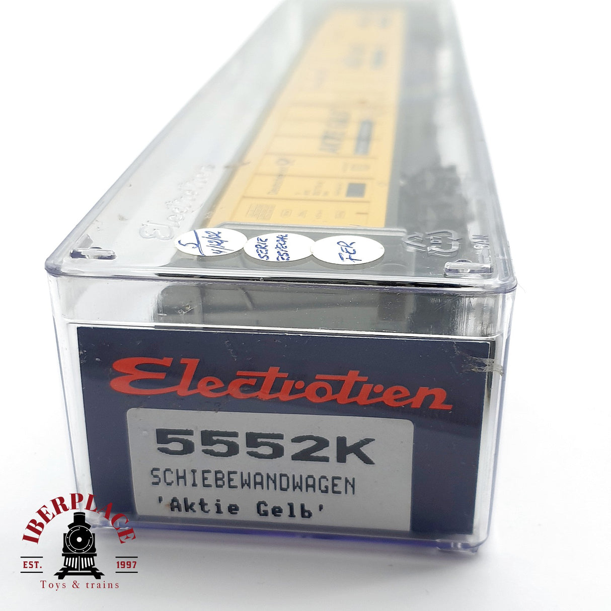 ♻️ DC Electrotren 5552K vagón cerrado Deutsche Post Aktie Gelb H0 escala 1:87