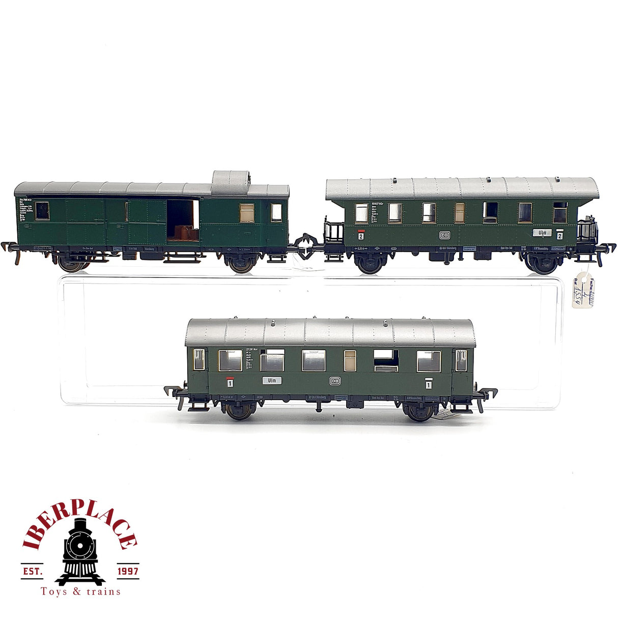 ♻️ DC 3x Fleischmann vagones pasajeros y equipaje DB clase 2 con luz H0 escala 1:87