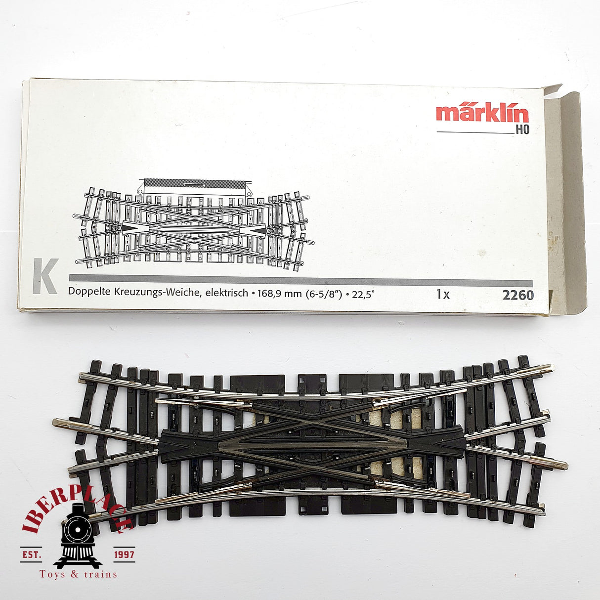 ♻️ DEFEKT Märklin 2260 Travesía de unión doble 168,9 mm sistema K H0 escala 1:87
