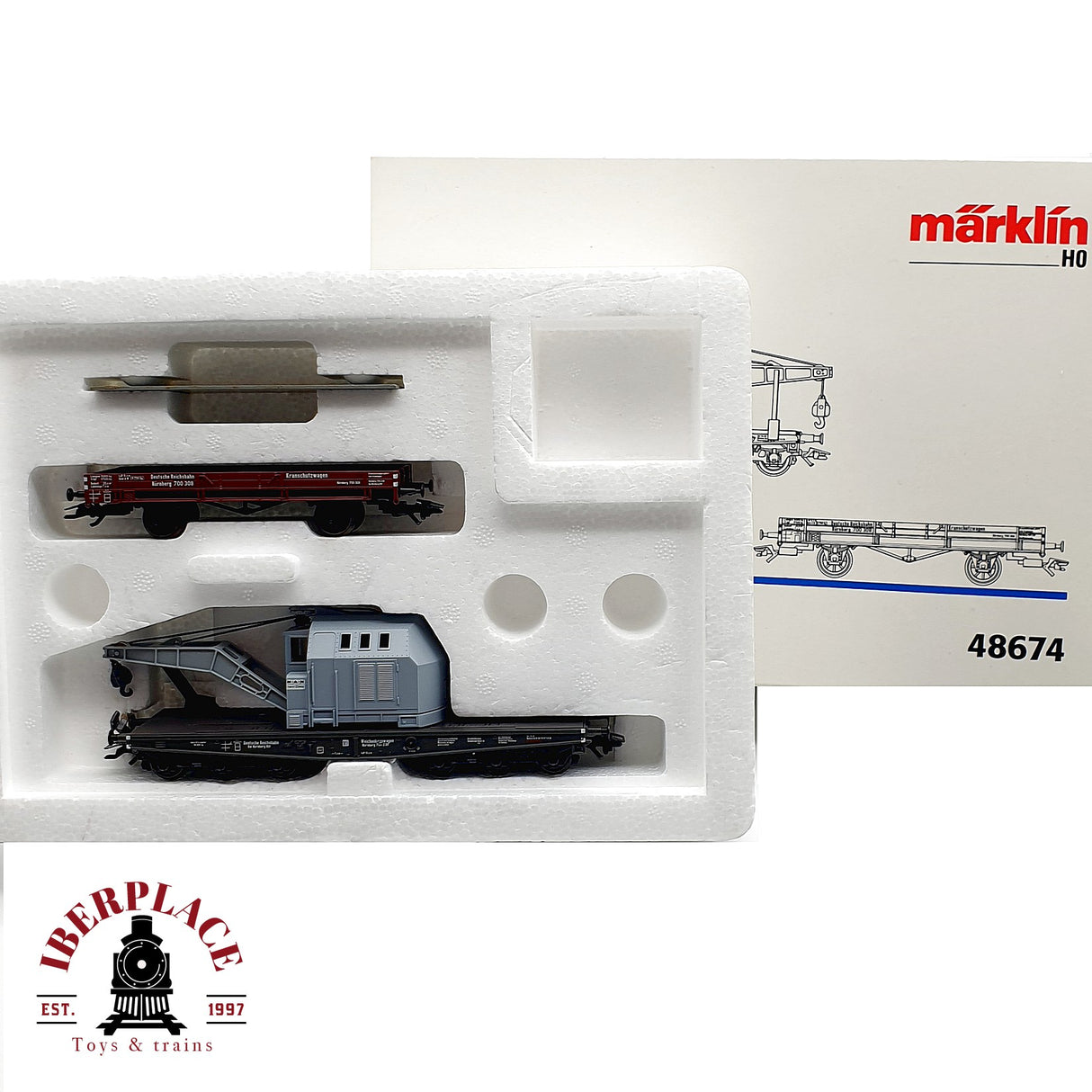 ♻️ DC Märklin 48674 Set de vagón grúa para cambios de vía H0 escala 1:87 A28