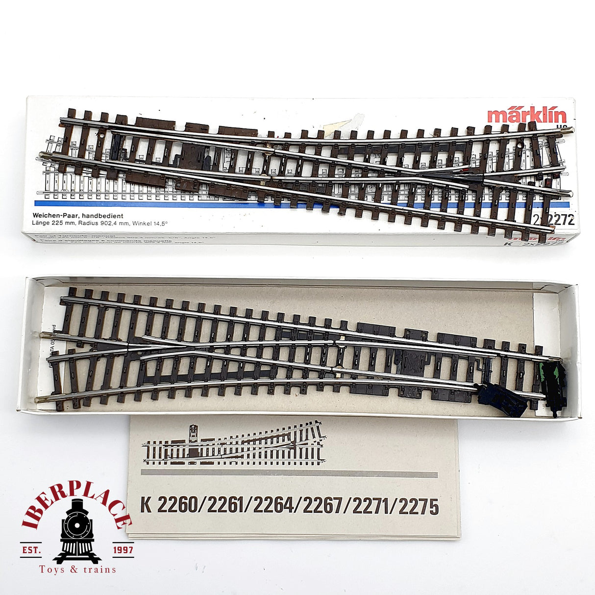 ♻️ Märklin 2272 Desvío manual izquierda y derecha sistema K H0 escala 1:87