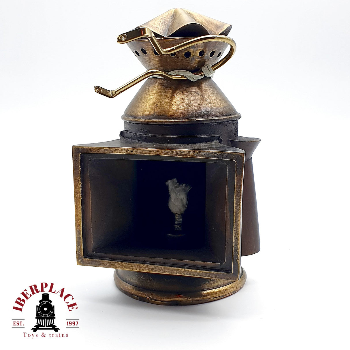 Miniatura Decorativa de Farol de Locomotora de Vapor (25 cm) - Réplica Estilo Antiguo para Vitrina