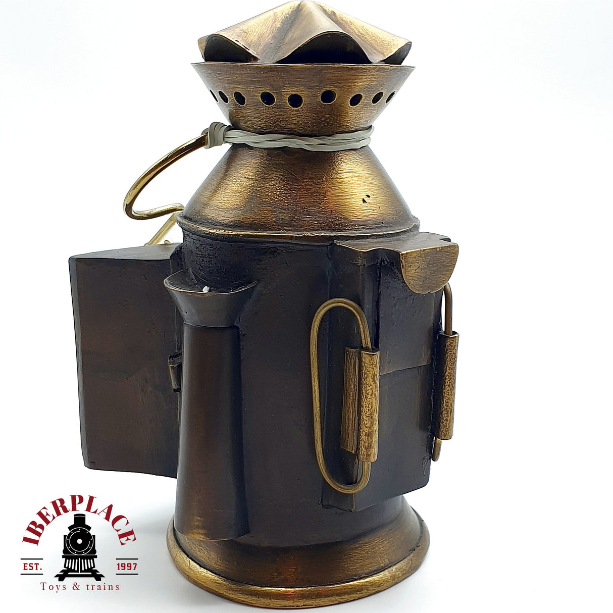 Miniatura Decorativa de Farol de Locomotora de Vapor (25 cm) - Réplica Estilo Antiguo para Vitrina