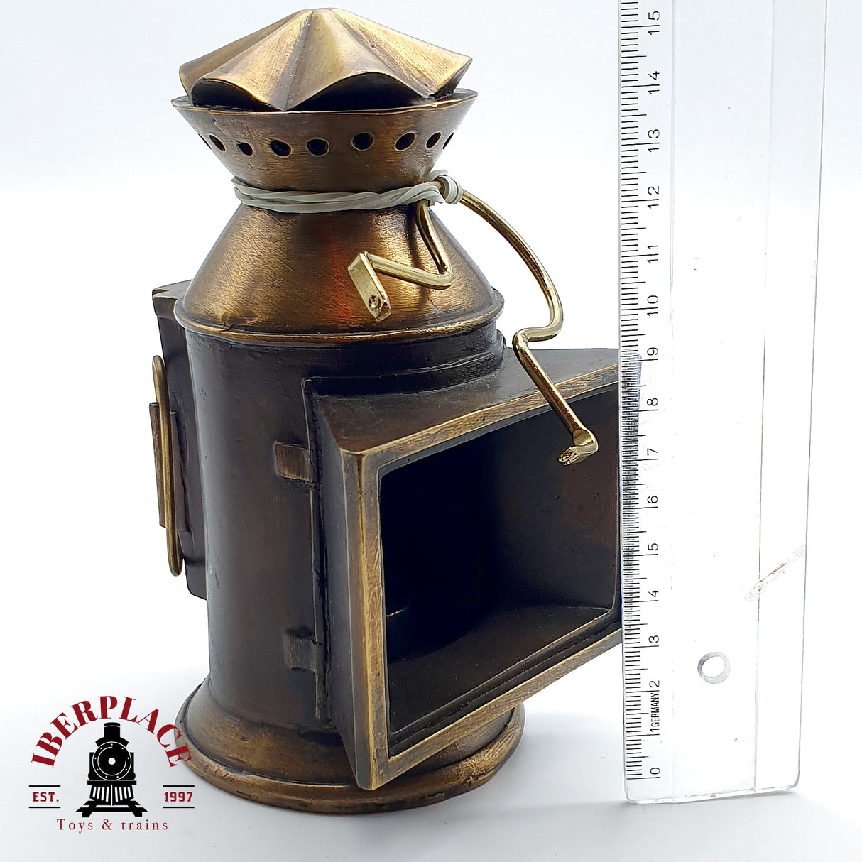 Miniatura Decorativa de Farol de Locomotora de Vapor (25 cm) - Réplica Estilo Antiguo para Vitrina