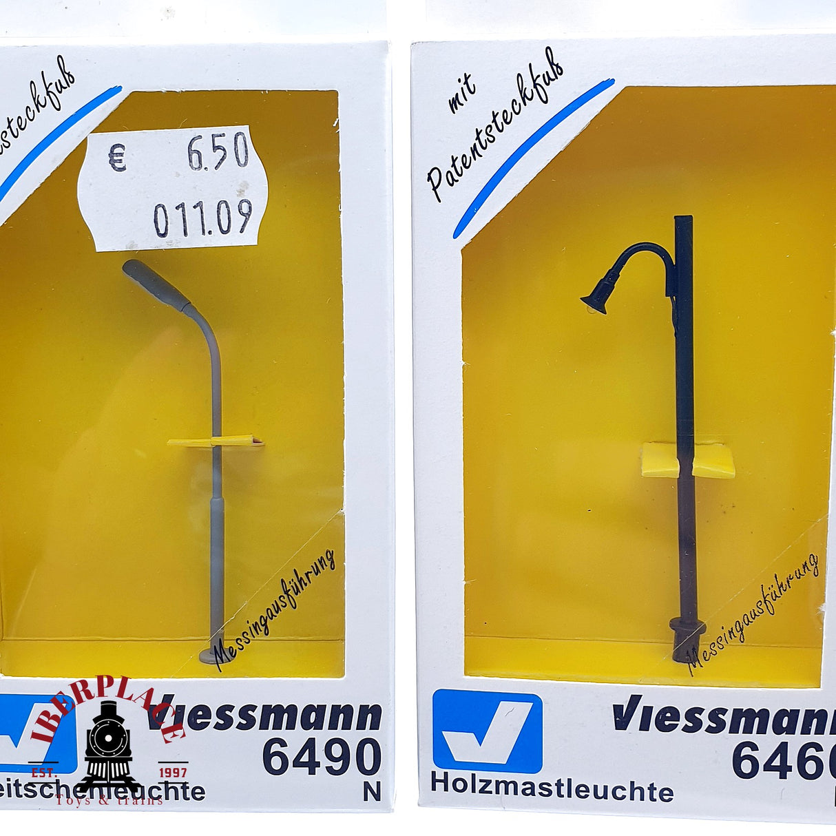 ♻️ 4x Viessmann 6490 6460 Lámparas de látigo y farola de madera N escala 1:160 A28