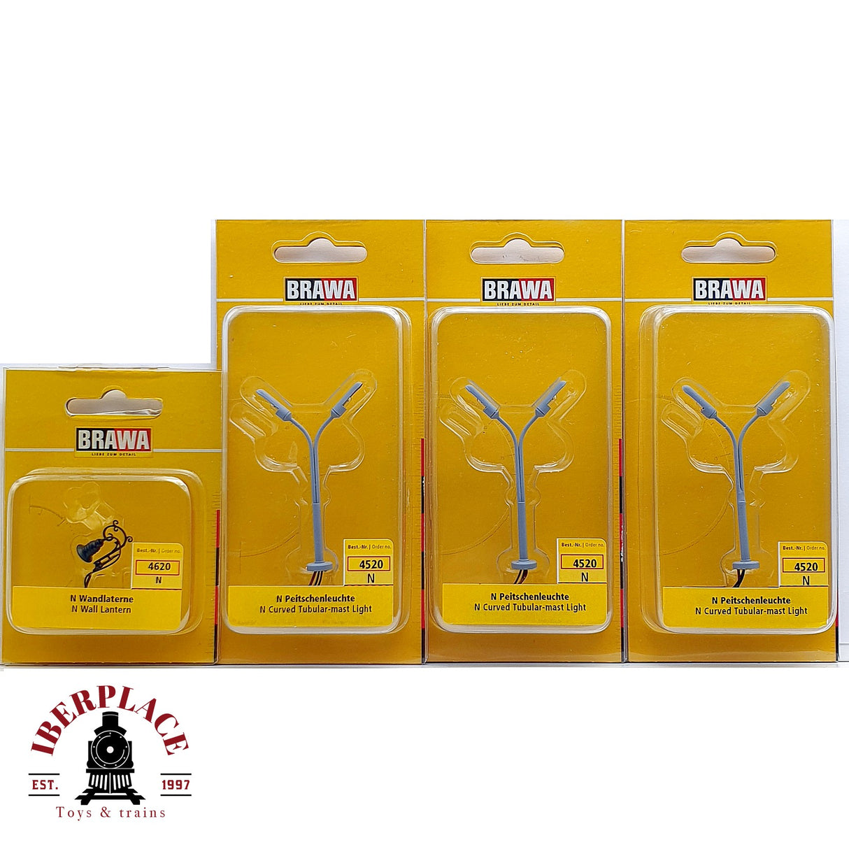 ♻️ 4x BRAWA 4520 4620 lamparas de latigo y farola de pared N escala 1:160 A28