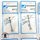 ♻️ 6x Viessmann 4312 Mástil central de catenaria N escala 1:160 A28