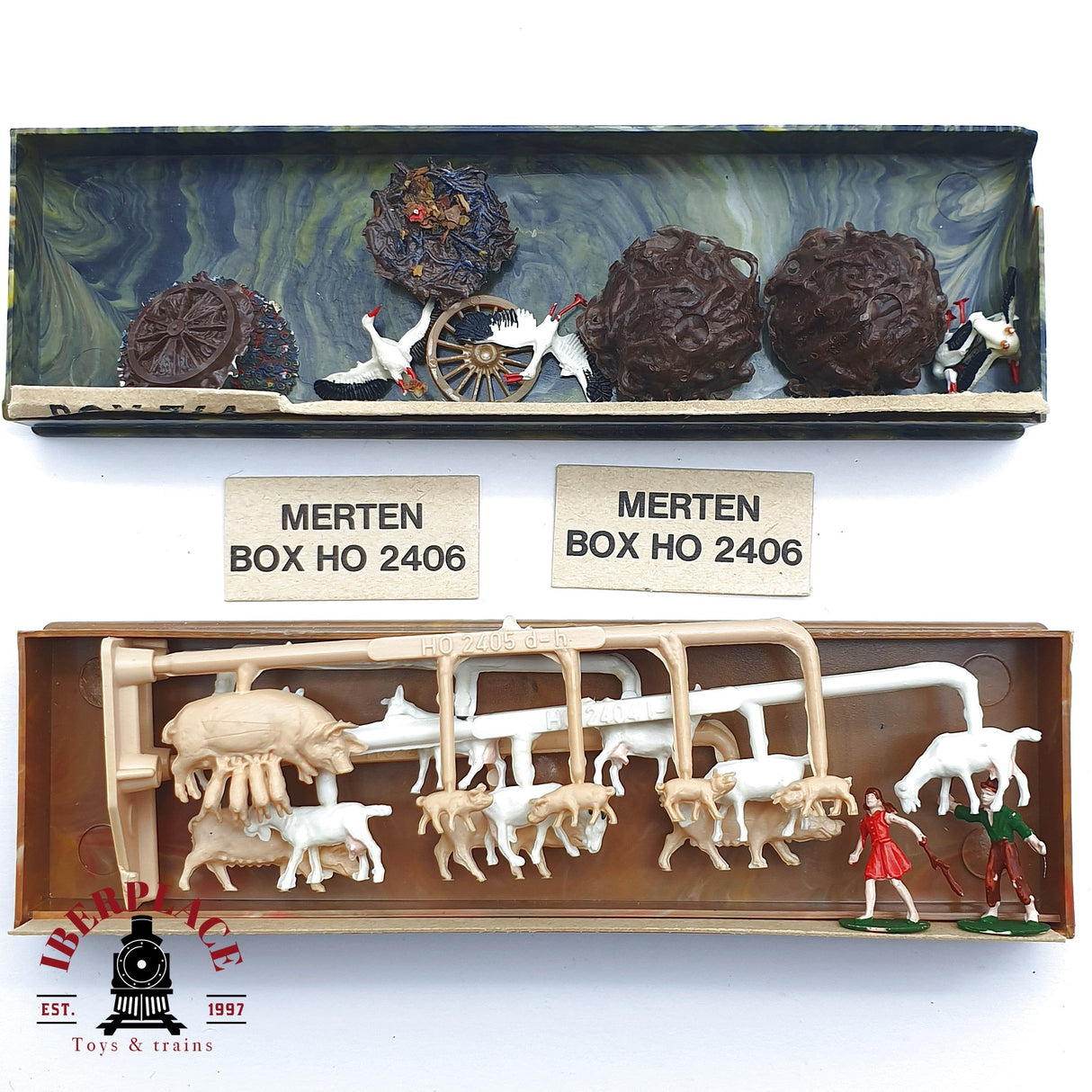 ♻️ 2da mano -  Merten 2x 764 2406 Figuras cerdos ovejas H0 escala 1:87 EH09