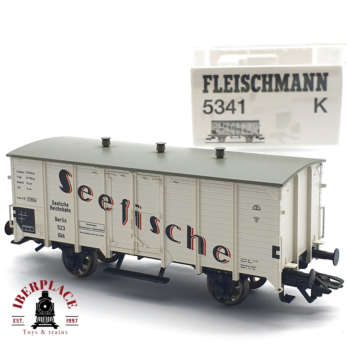 ♻️ 2da mano -  DC Fleischmann 5341K vagon seefische DR H0 escala 1:87 EH09