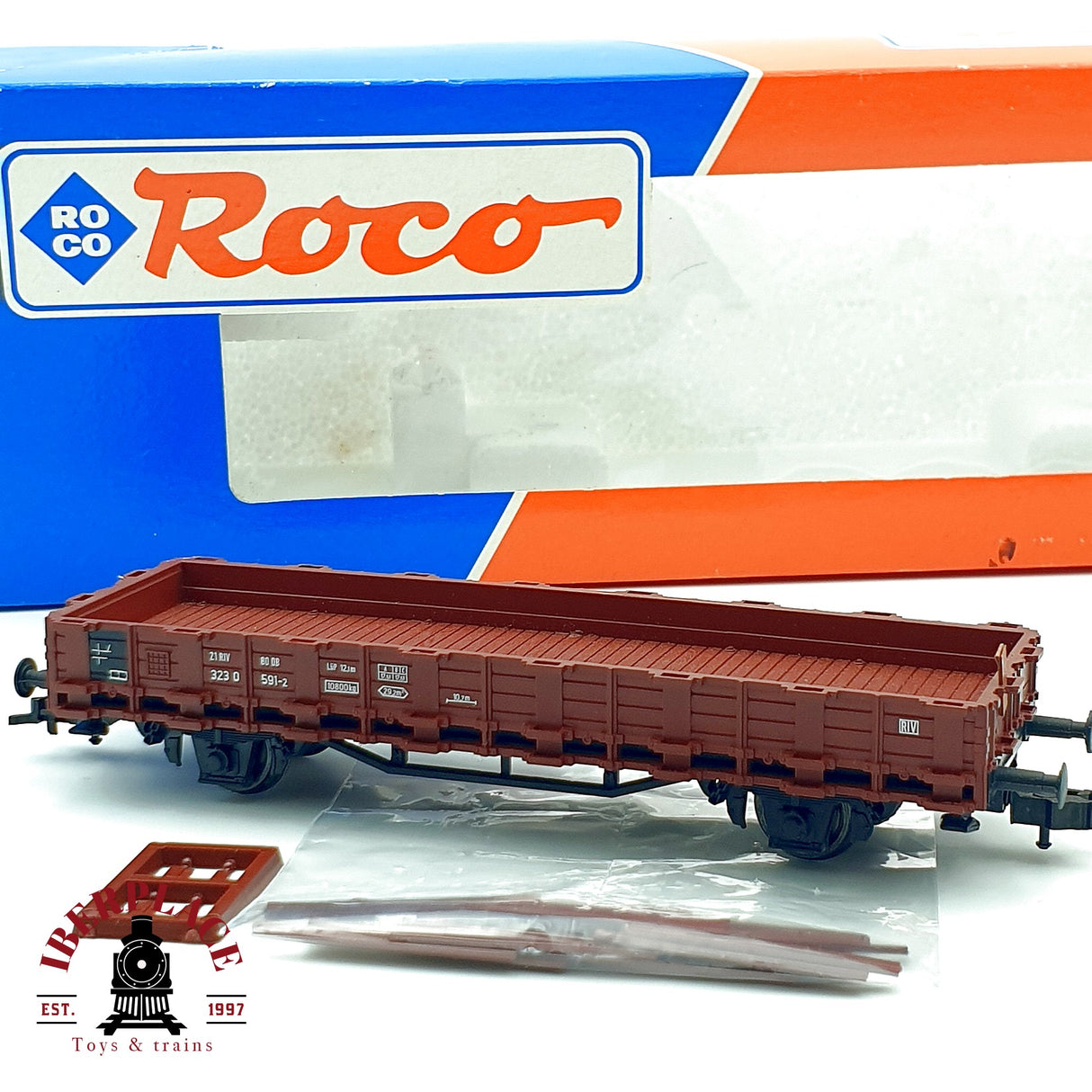 ♻️ ✨ Roco 46306 vagon bordes bajos Kls DB 323 0 291-2 Ep IV Escala H0 1:87 DC