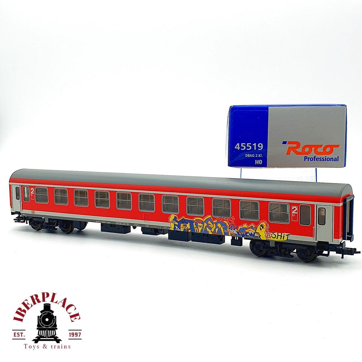 ♻️✨ Roco 45519 Vagón pasajeros 2Cl Graffiti DB AG Epoca V Escala H0 1:87 DC
