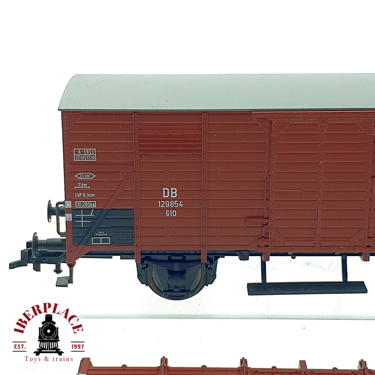 ♻️ ✨ Roco 46820 vagón mercancías cerrado G10 DB época III + plataforma de vagón para repuesto Escala H0 1:87 DC