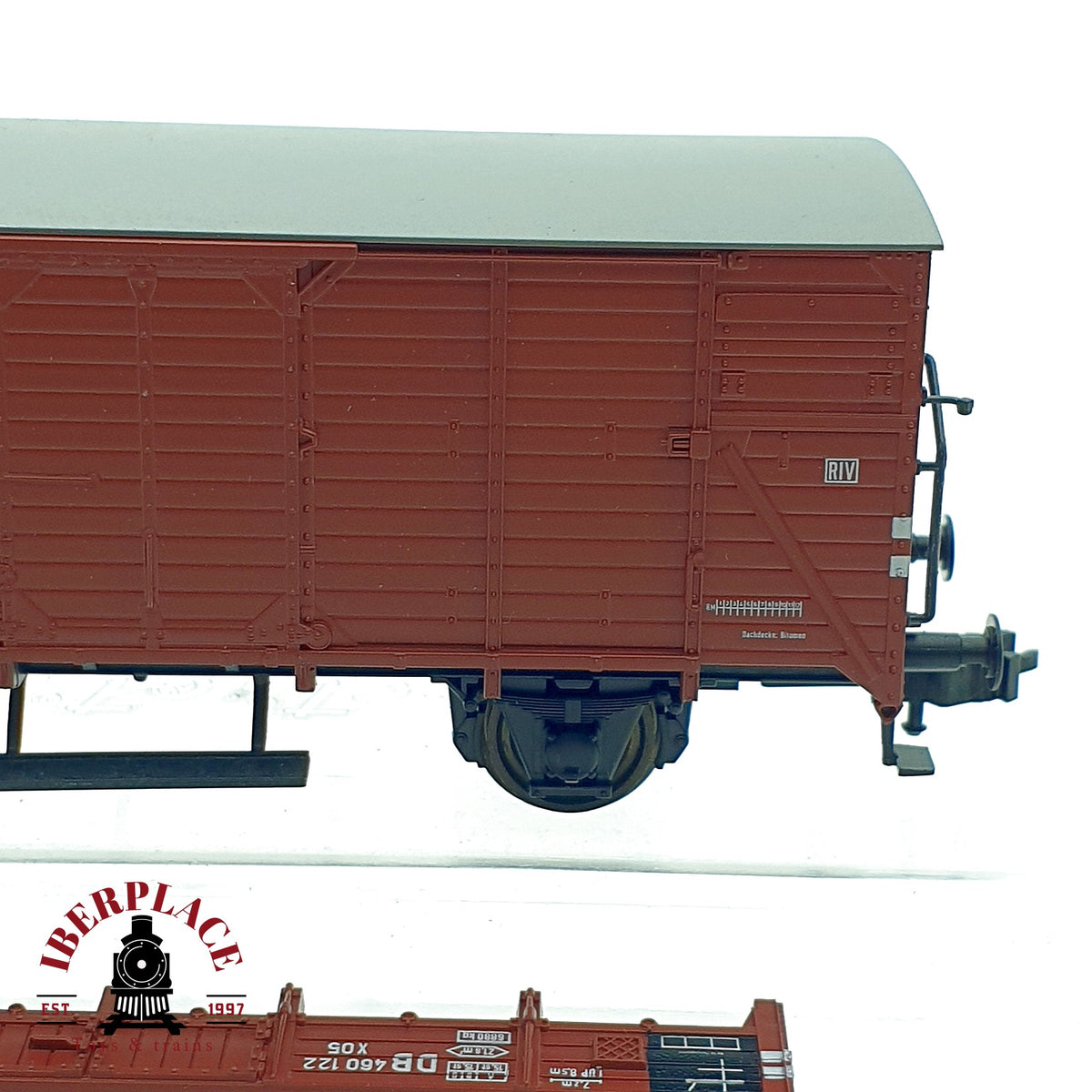 ♻️ ✨ Roco 46820 vagón mercancías cerrado G10 DB época III + plataforma de vagón para repuesto Escala H0 1:87 DC