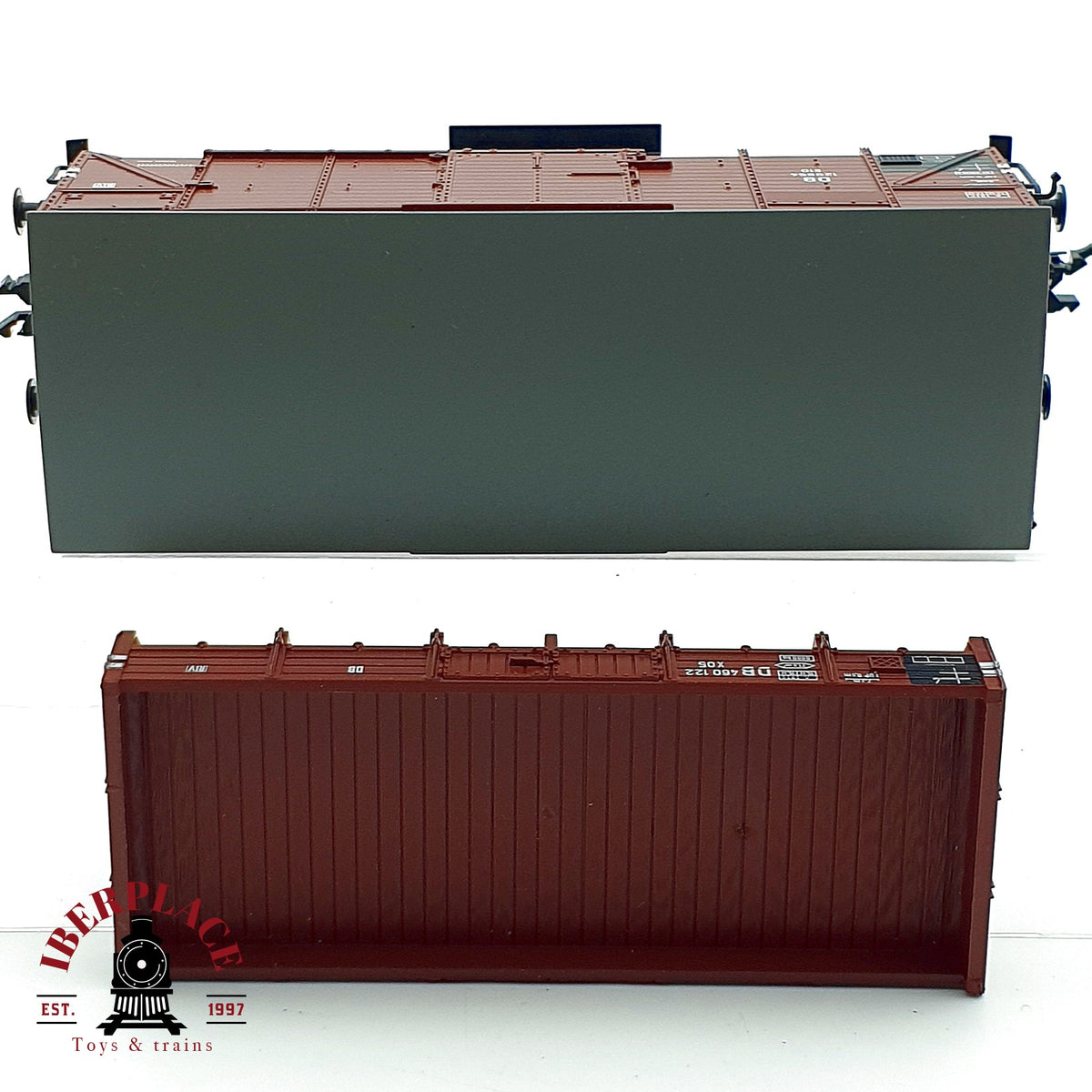 ♻️ ✨ Roco 46820 vagón mercancías cerrado G10 DB época III + plataforma de vagón para repuesto Escala H0 1:87 DC