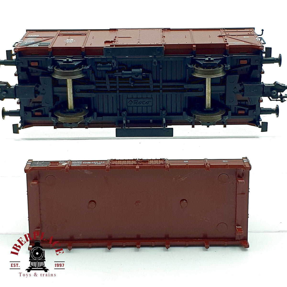 ♻️ ✨ Roco 46820 vagón mercancías cerrado G10 DB época III + plataforma de vagón para repuesto Escala H0 1:87 DC