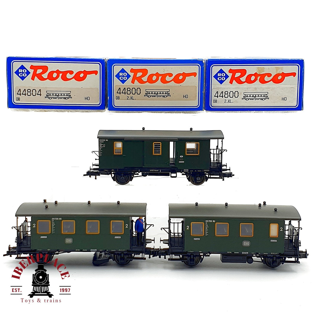 ♻️ ✨ Roco 44804 44800 set 3x vagones pasajeros furgón DB época III Escala H0 1:87 DC